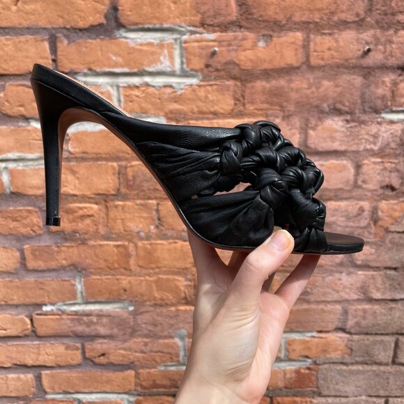 BCBGMaxAzria Black Leather Stiletto Heels New in Box - Picture 5 of 8